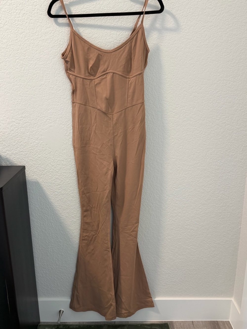 JoyLab Camel Brown Flared-Strap Jumpsuit